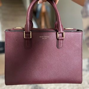 Henri Bendel Top Handle Burgundy Leather Structured Bag